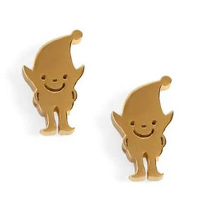Gold Gnome Elf Stud Earrings